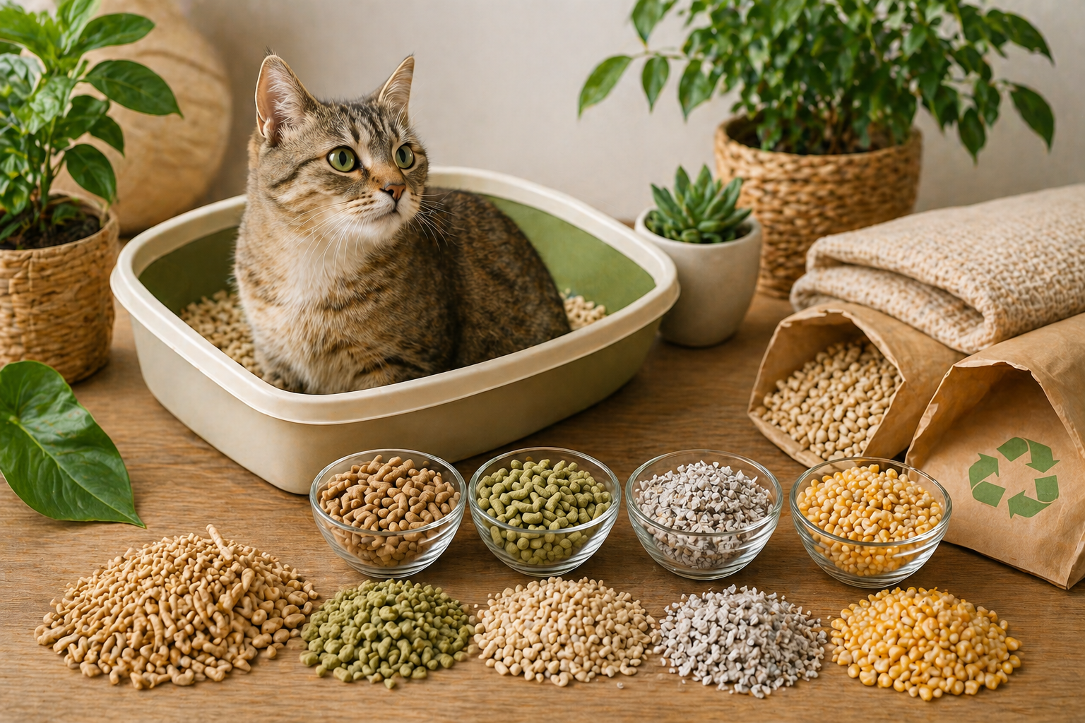 Экологичный наполнитель для кошачьего туалета: виды, преимущества